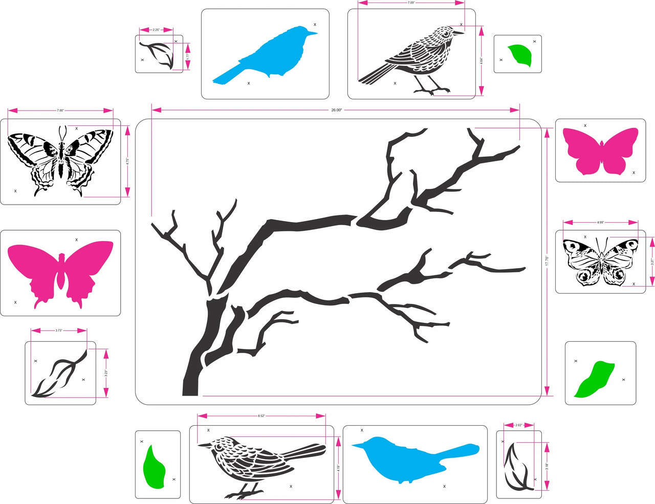 Flutter &  Feather Debi’s Design Diary Stencil - JRV for DIY Paint