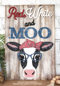 Thumbnail for Red, White and Moo 3-D Layered Wood Blank