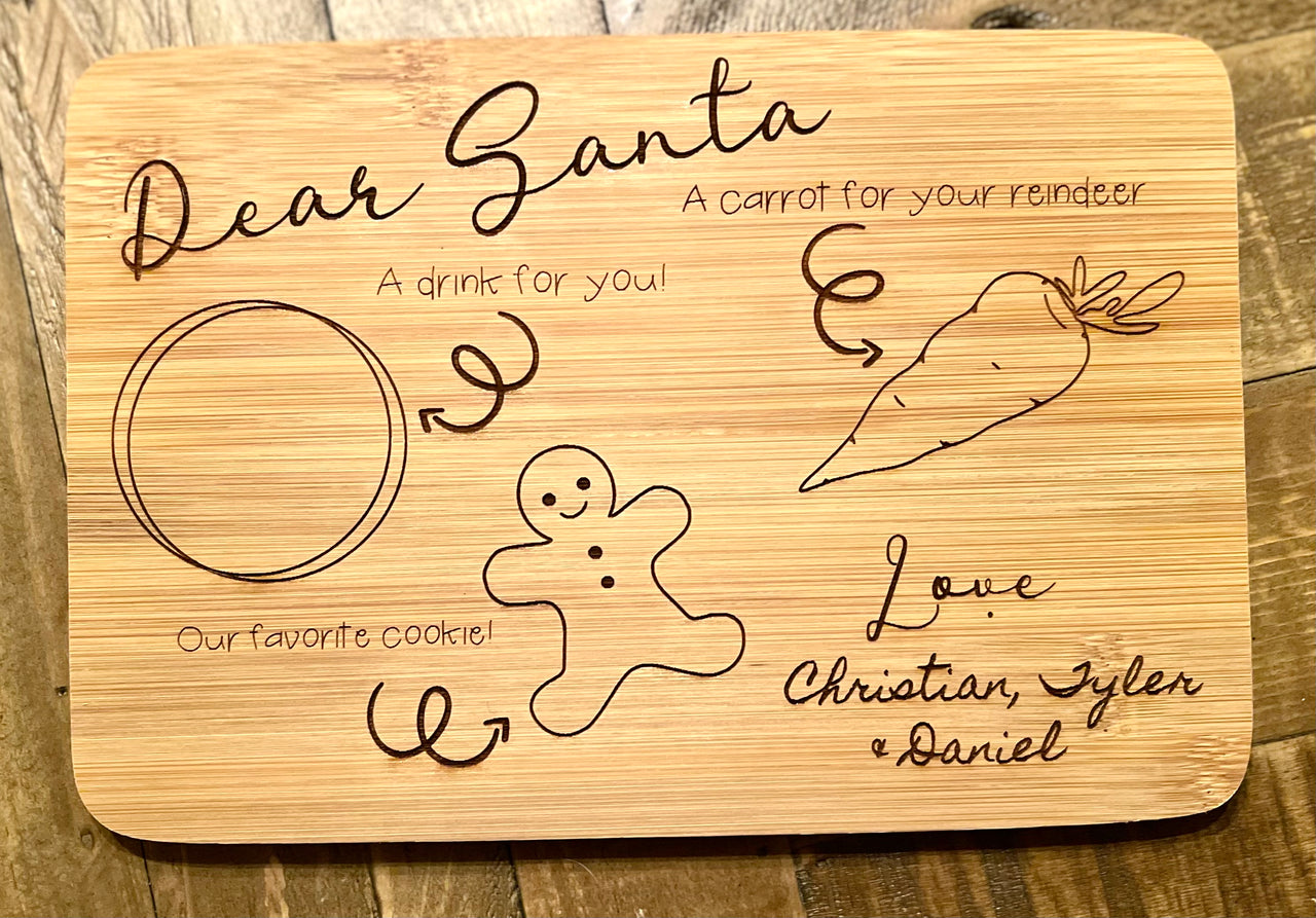 Dear Santa custom name engraved tray