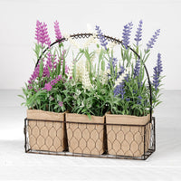 Thumbnail for Wire Basket With Purple/White/Pink Flowers In Paper Pots