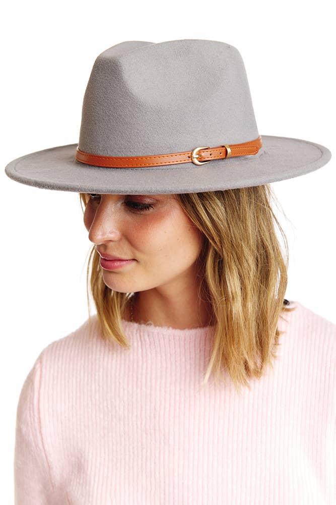 Belt Point Fedora Hat: Oatmeal