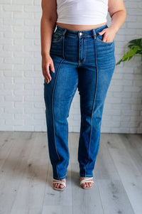 Thumbnail for Judy Blue High Rise Center Seam Detail Straight Jeans