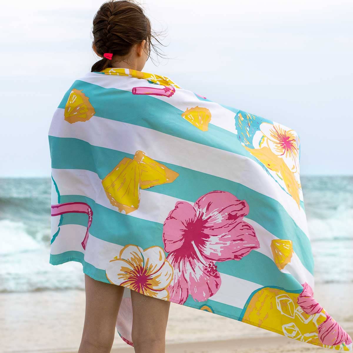 Coconut Colada Beach Towel   Aruba Blue/Yellow   34x70