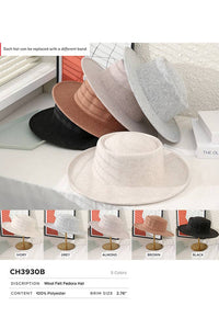 Thumbnail for Wool Felt Fedora Hat: Black