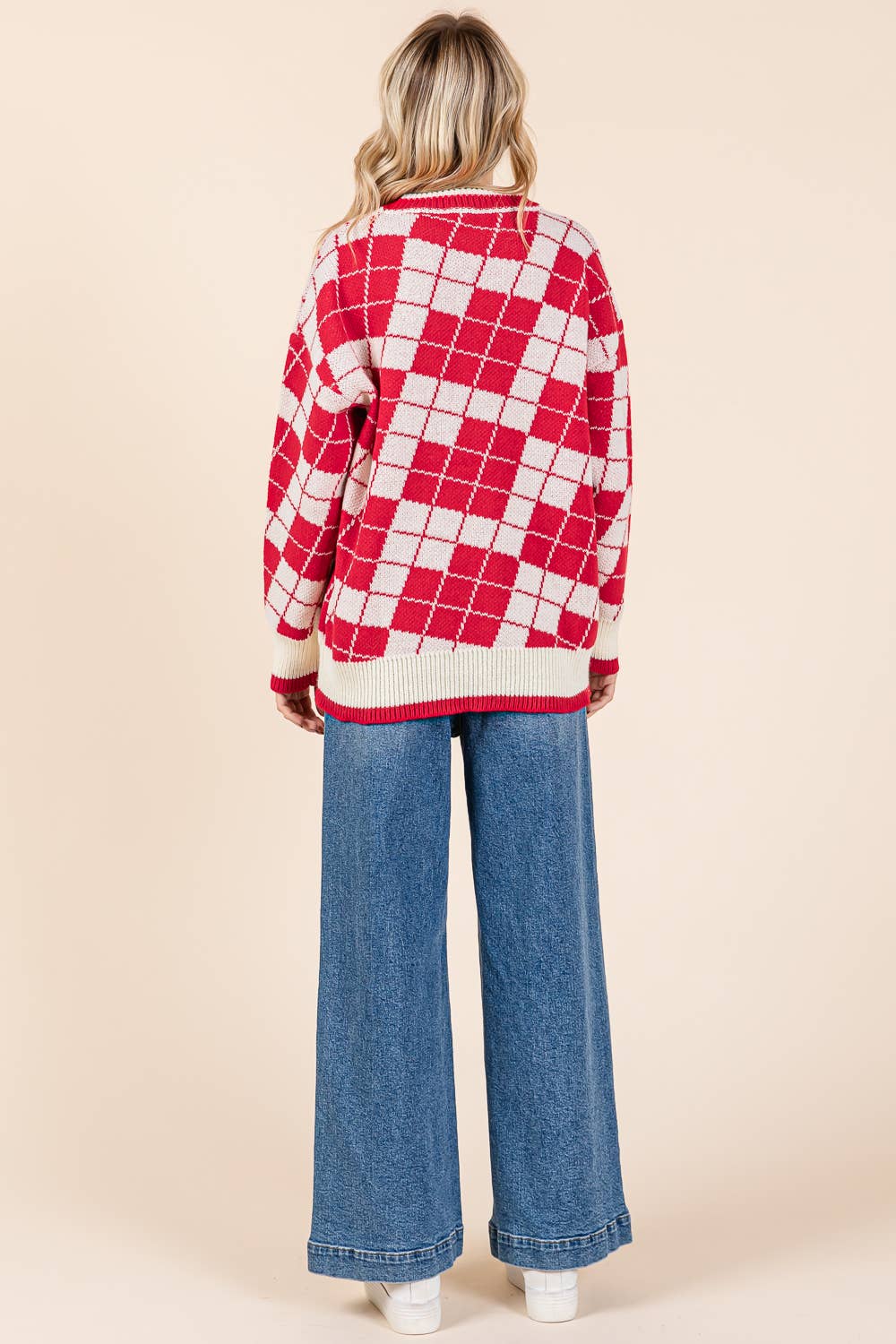 Oversized Checker Knit Sweater