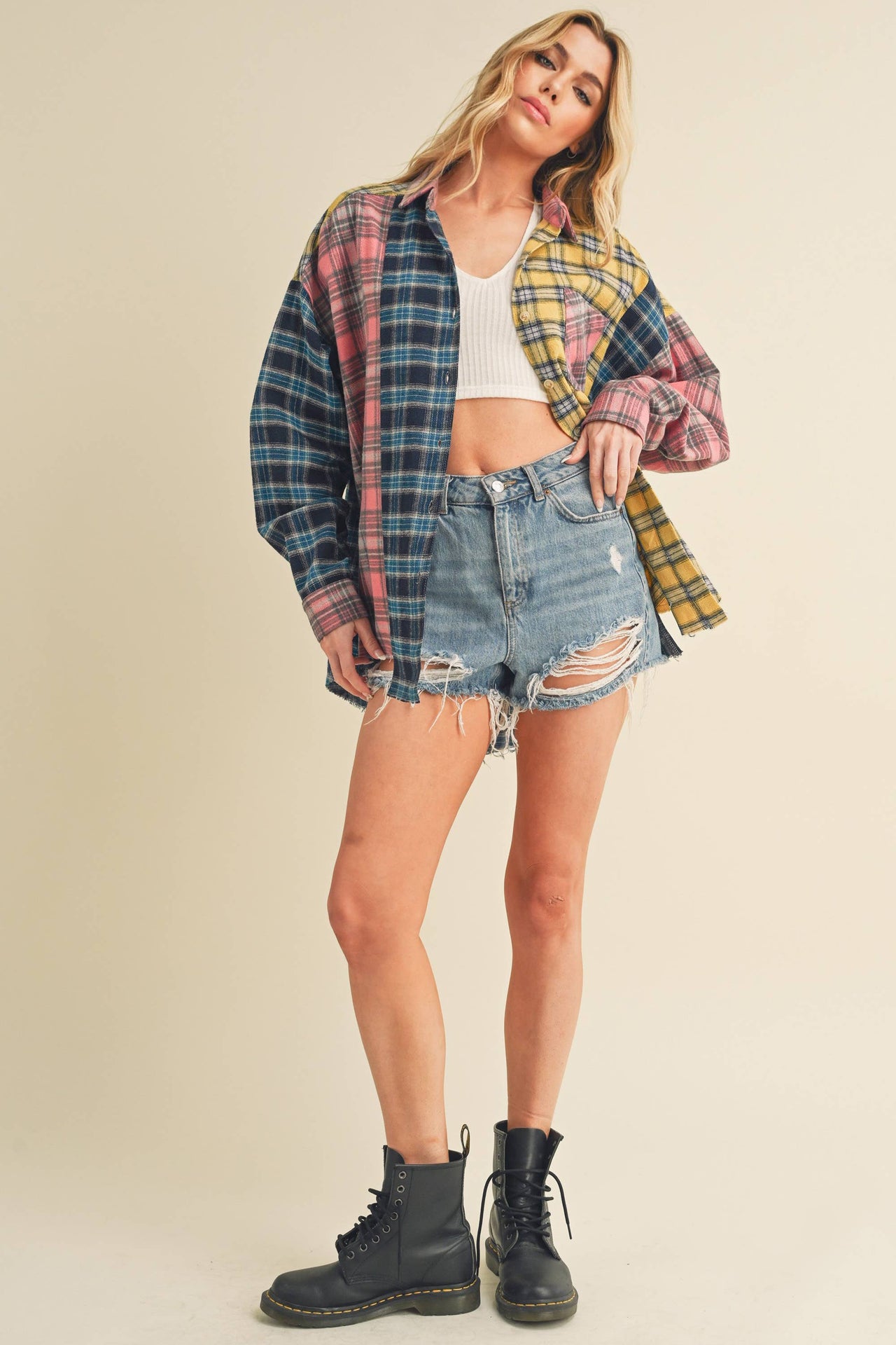 Neela Multi Color Plaid Flannel Shirt