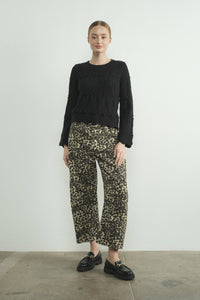 Thumbnail for ANIMAL BARREl LEG RELAX FIT DENIM ANIMAL PRINT PANTS