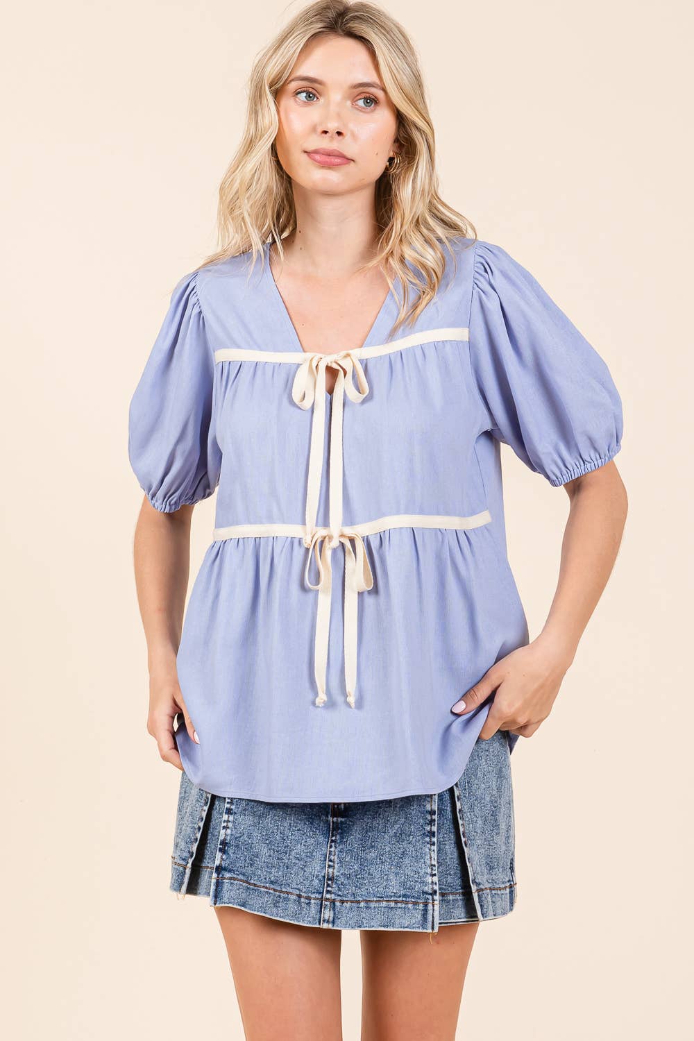 Piping Detail Babydoll Top