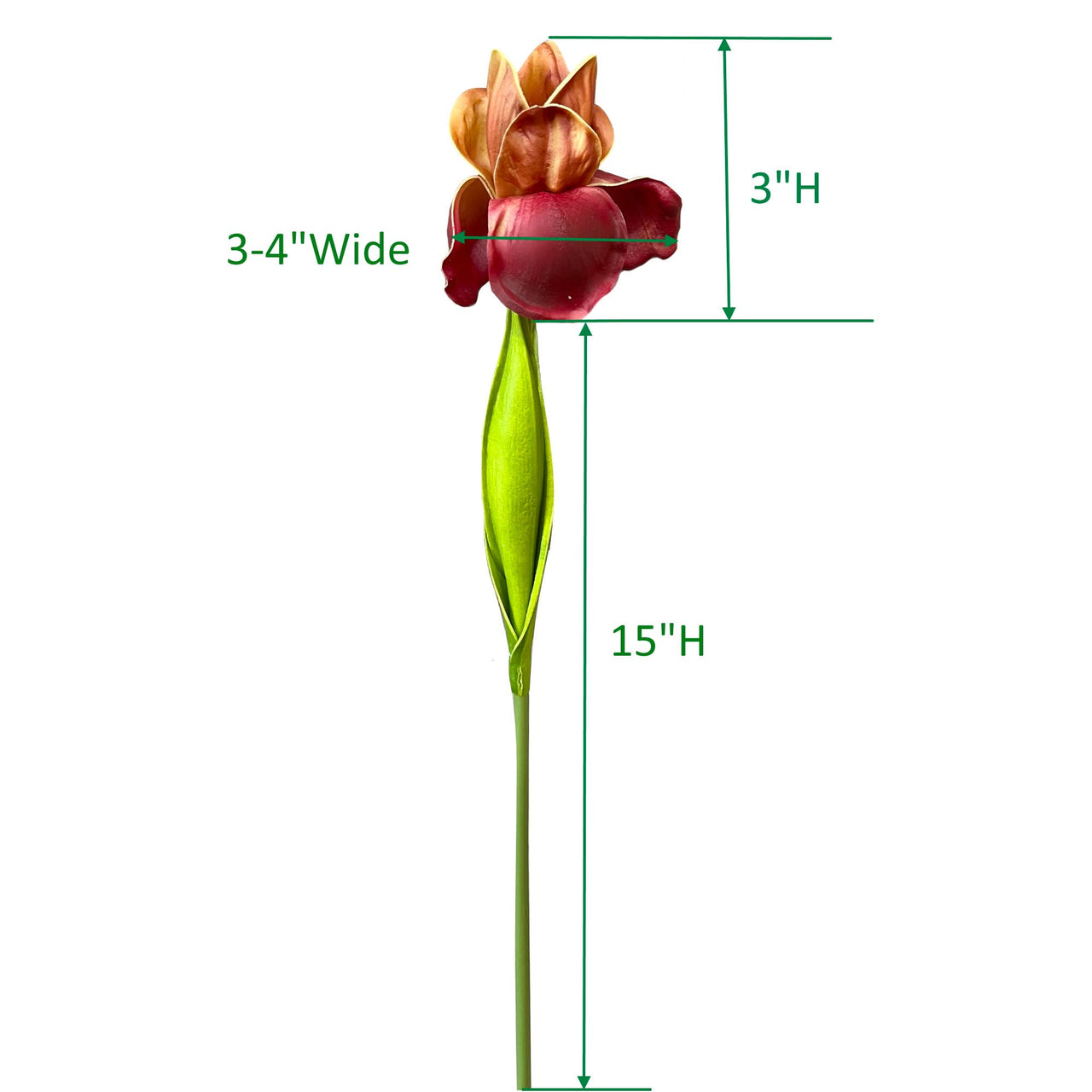 18inch-Real Touch Bearded Iris Stem: Plum