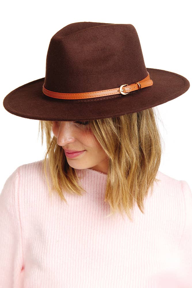 Belt Point Fedora Hat: Oatmeal