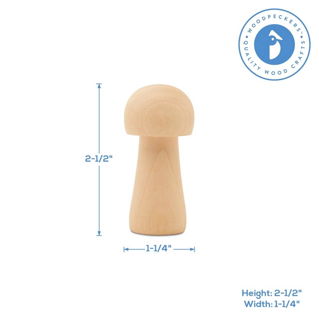 Wooden Mushroom: 2-1/2"