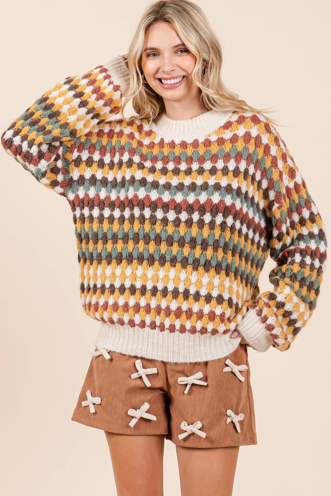 Multicolor Hexagon Knit Sweater