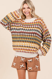 Thumbnail for Multicolor Hexagon Knit Sweater