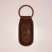 Thumbnail for Fish Leather Embossed Keychain   Dark Brown   1.35x2.55