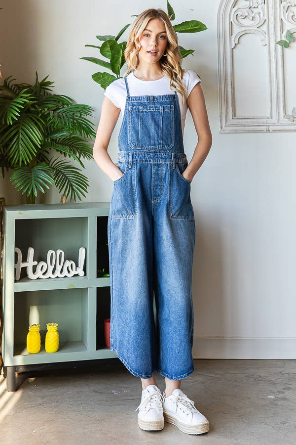 TIE BACK DENIM OVERALL