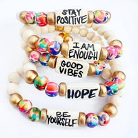 Thumbnail for Affirmation Word Beaded Bracelets Inspirational - Abstract