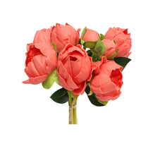 Thumbnail for Pack of 7 Flower Stems-Real touch artificial Peony bundle: Coral Reef