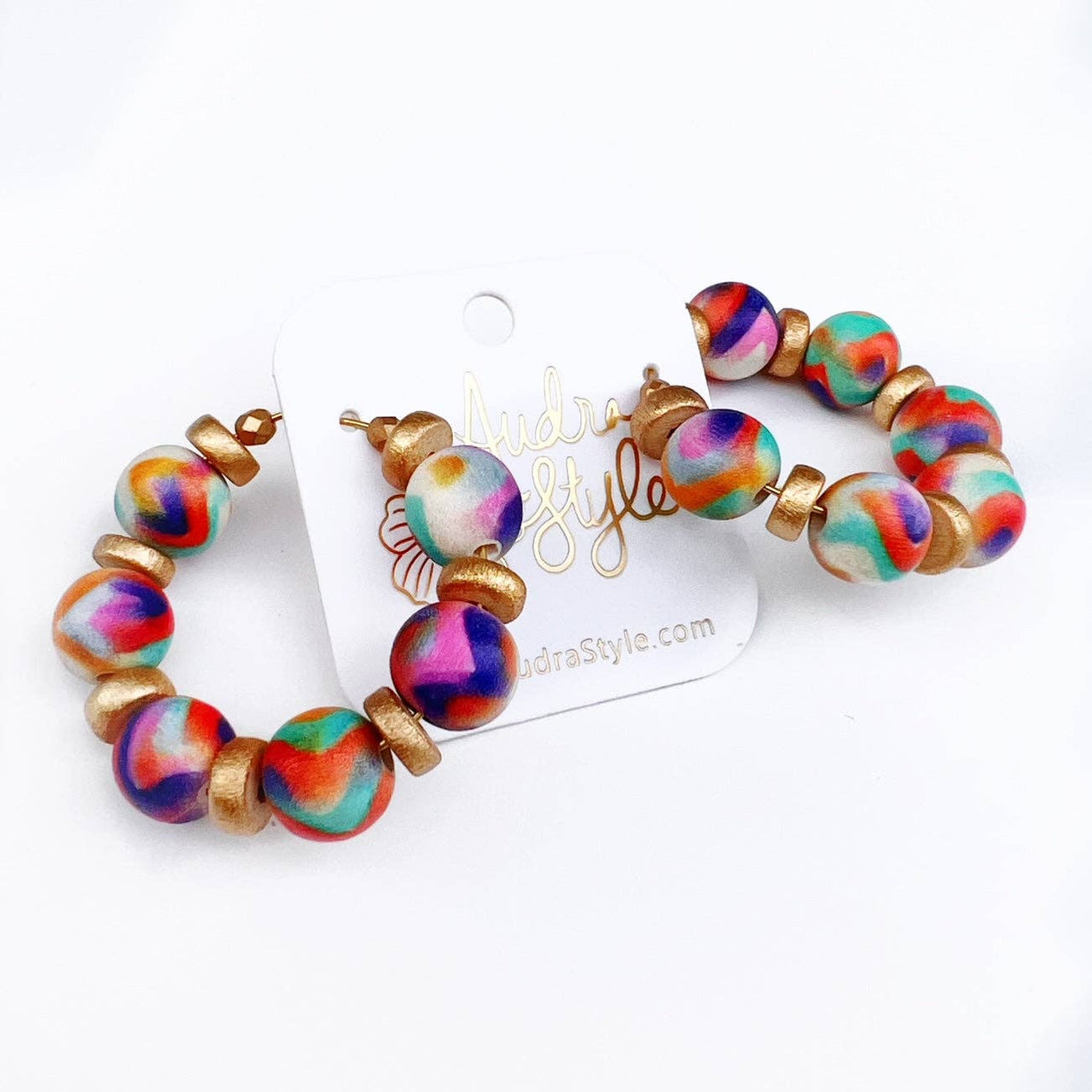 Beaded Hoop Earring - Fall Chevron