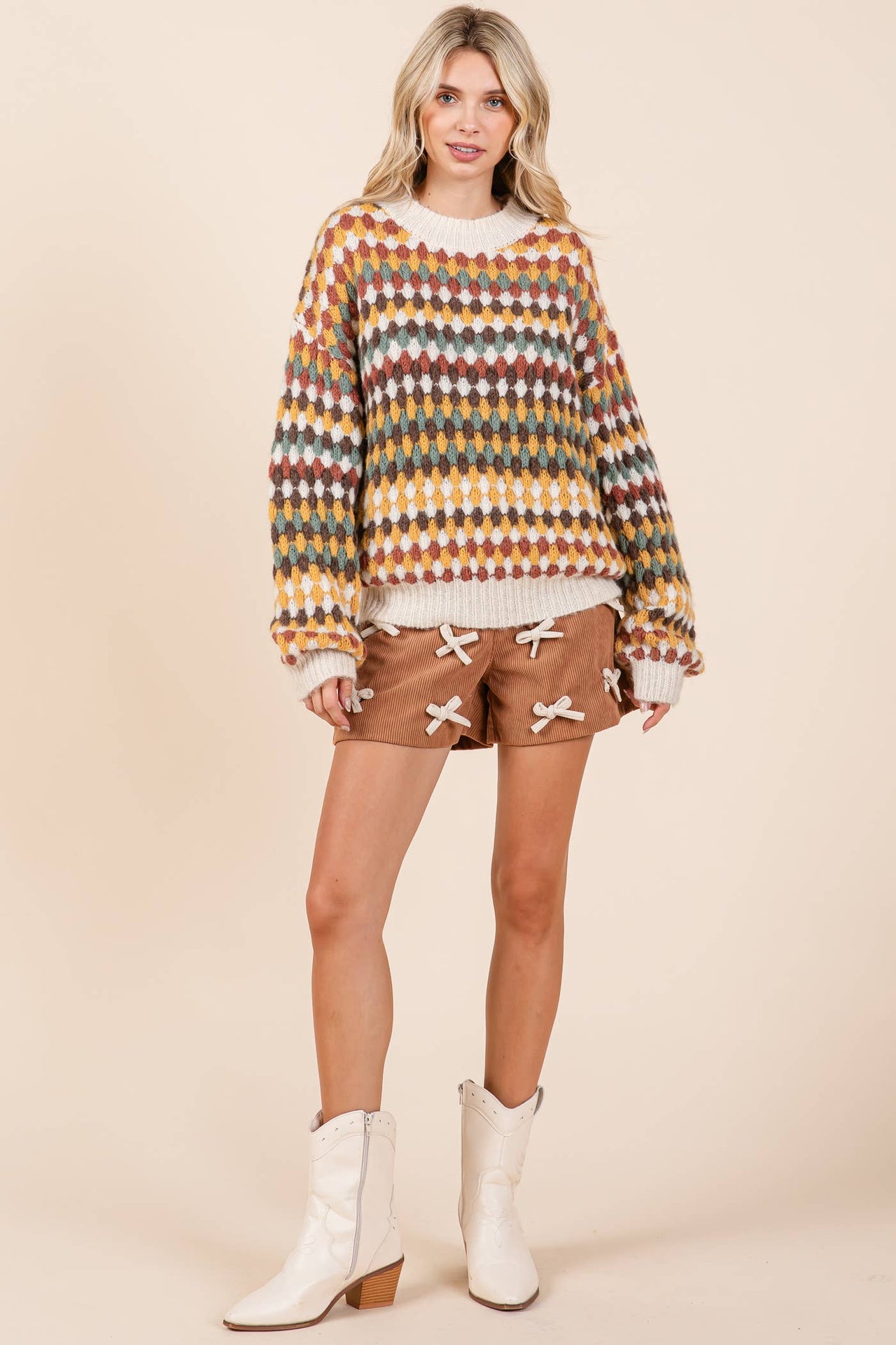 Multicolor Hexagon Knit Sweater