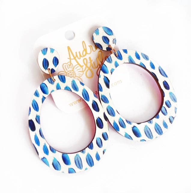 Olivia Drop Earring - Colorful Bright Blue White Summer Statement Earring