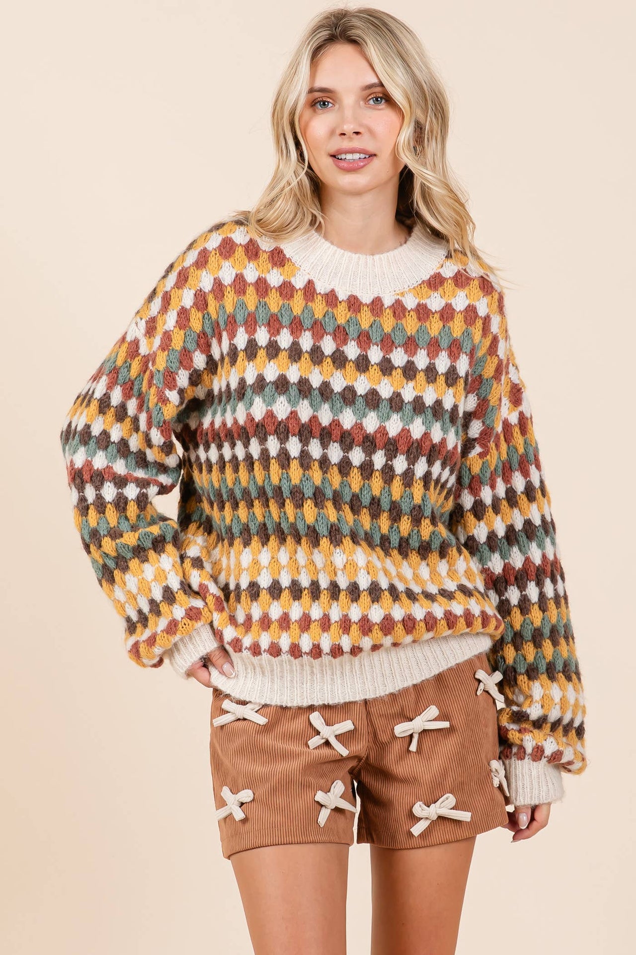 Multicolor Hexagon Knit Sweater