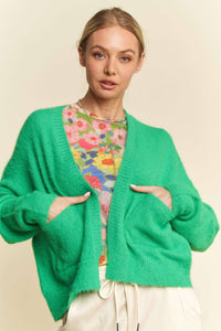 Thumbnail for SOLID LONG SLEEVE LOOSE FIT POCKETS CARDIGAN