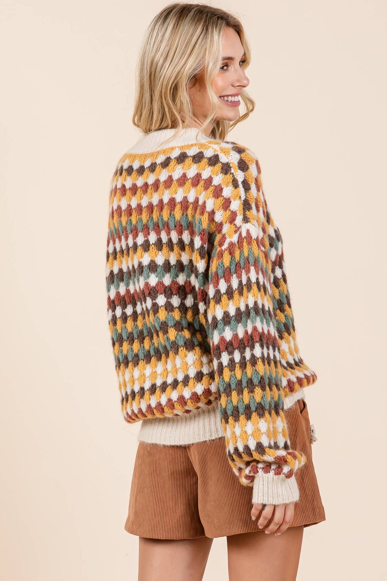 Multicolor Hexagon Knit Sweater