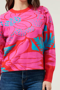 Thumbnail for Zinnia Floral Gathered Shoulder Sweater