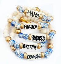 Thumbnail for Affirmation Word Beaded Bracelets Inspirational - Blue White