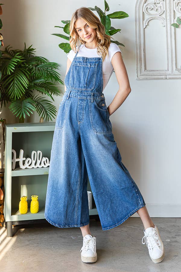 TIE BACK DENIM OVERALL