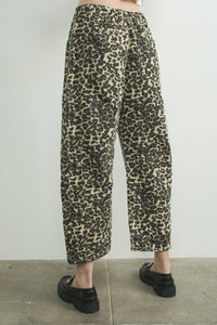 Thumbnail for ANIMAL BARREl LEG RELAX FIT DENIM ANIMAL PRINT PANTS