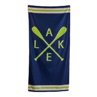 Thumbnail for Lake Oar Beach Towel   Navy/Lime   34x70