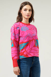 Thumbnail for Zinnia Floral Gathered Shoulder Sweater