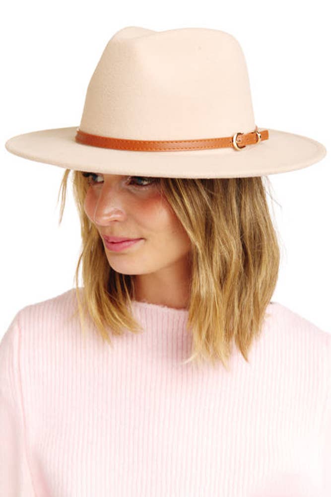 Belt Point Fedora Hat: Oatmeal