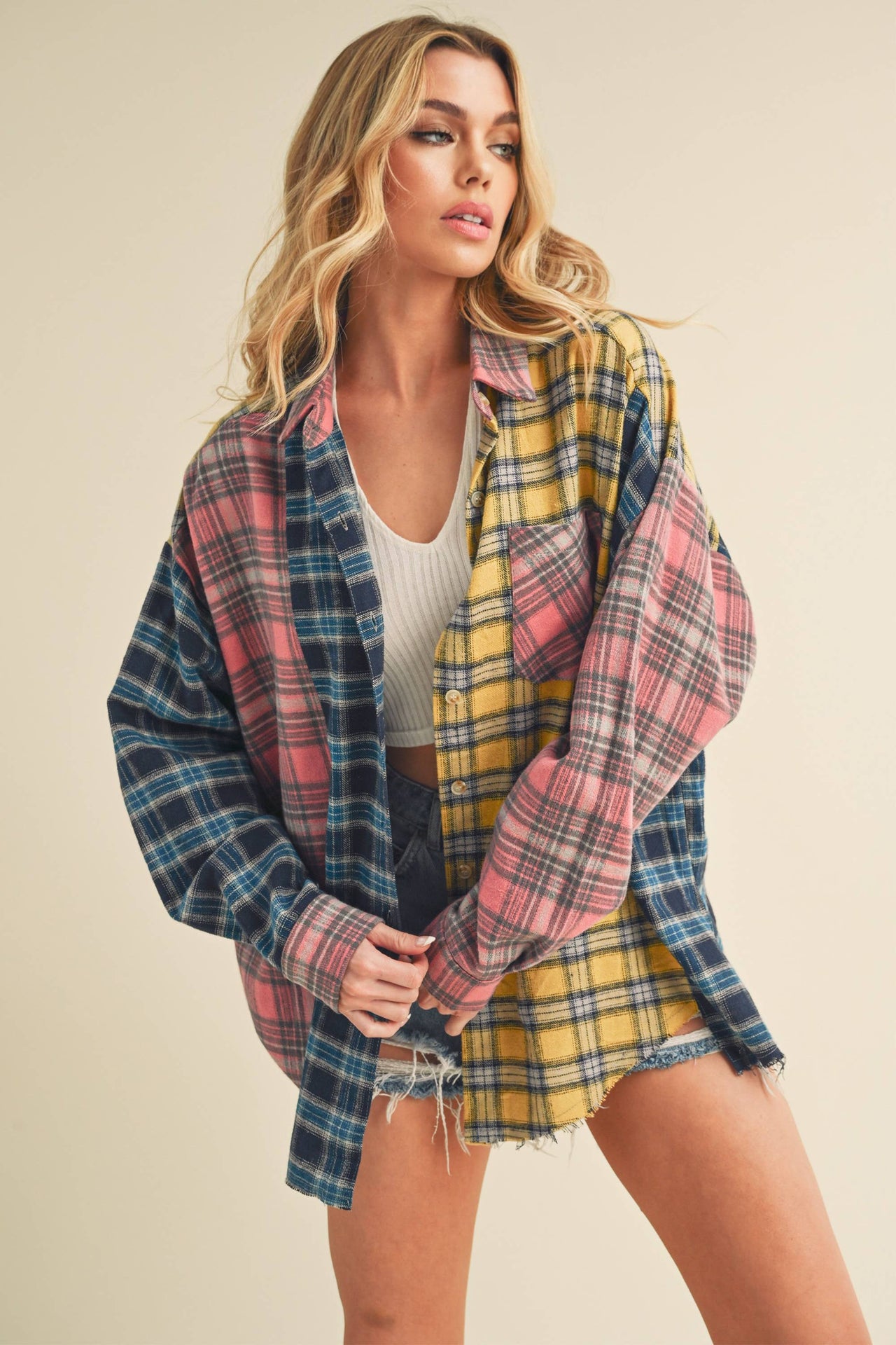 Neela Multi Color Plaid Flannel Shirt