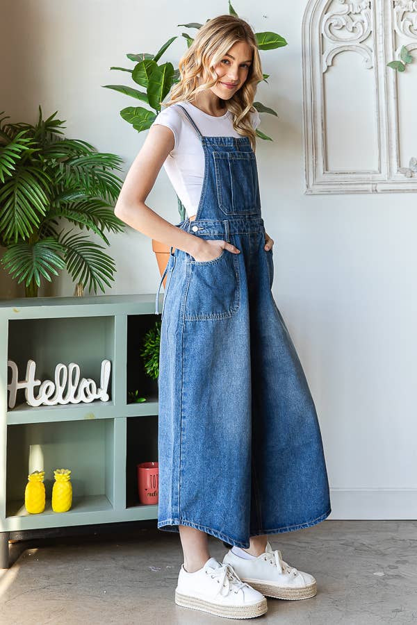 TIE BACK DENIM OVERALL