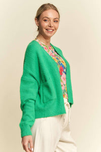 Thumbnail for SOLID LONG SLEEVE LOOSE FIT POCKETS CARDIGAN