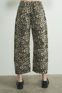 Thumbnail for ANIMAL BARREl LEG RELAX FIT DENIM ANIMAL PRINT PANTS