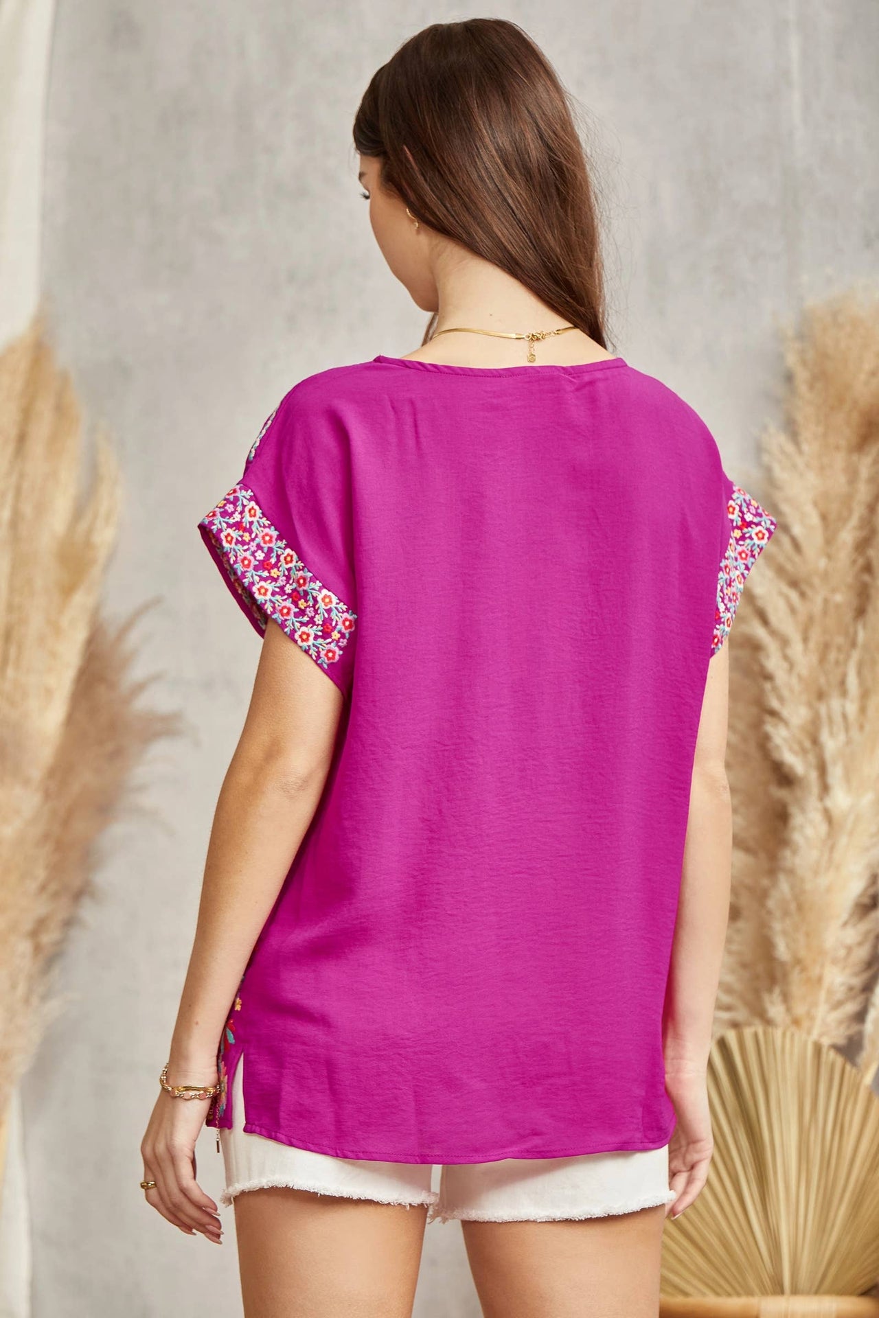 Embroidered Top MAGENTA