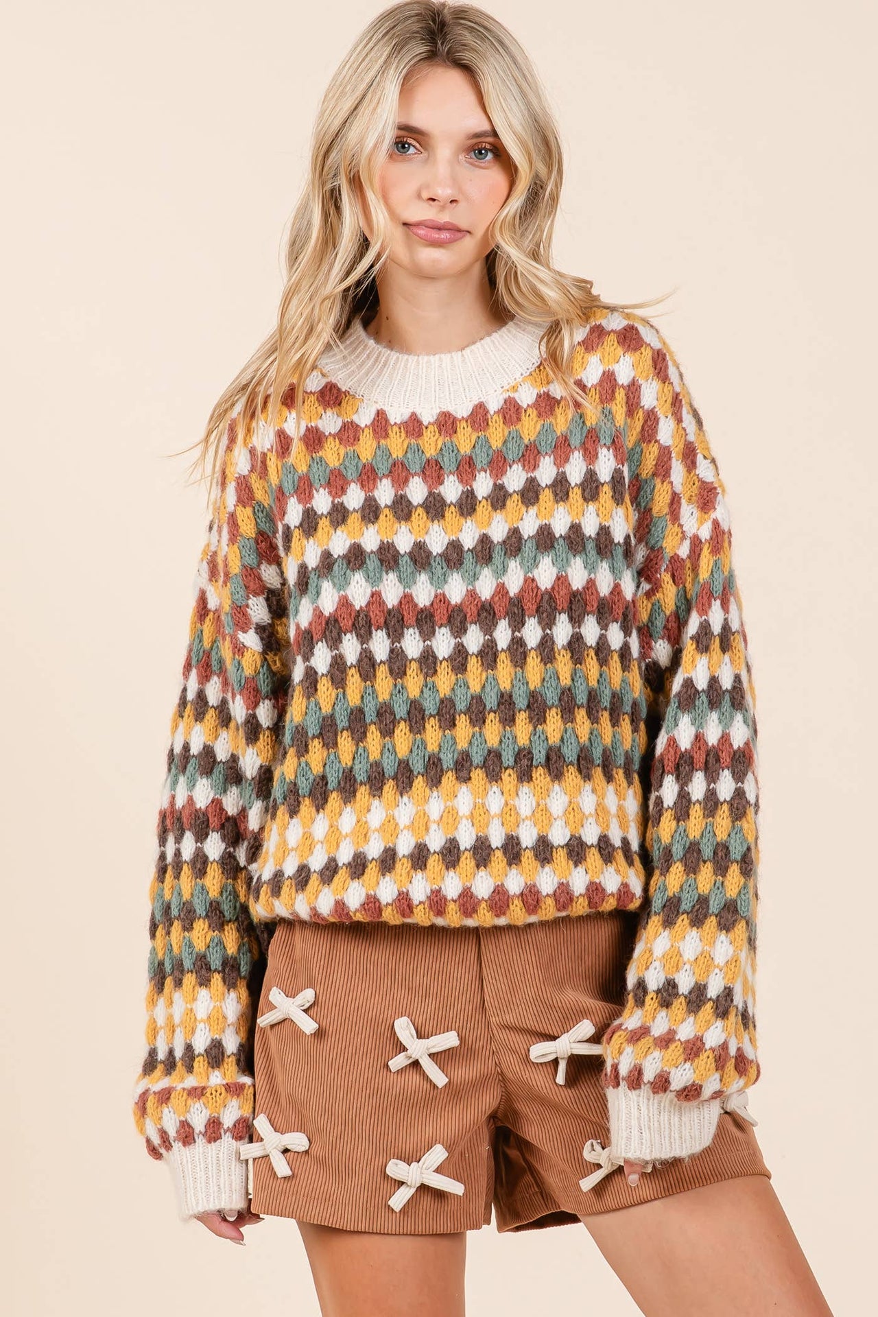 Multicolor Hexagon Knit Sweater