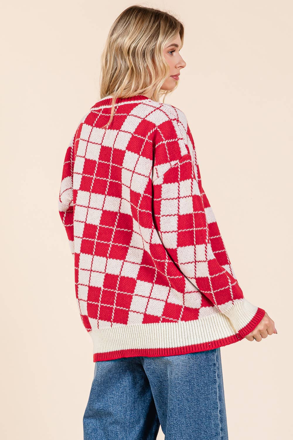 Oversized Checker Knit Sweater