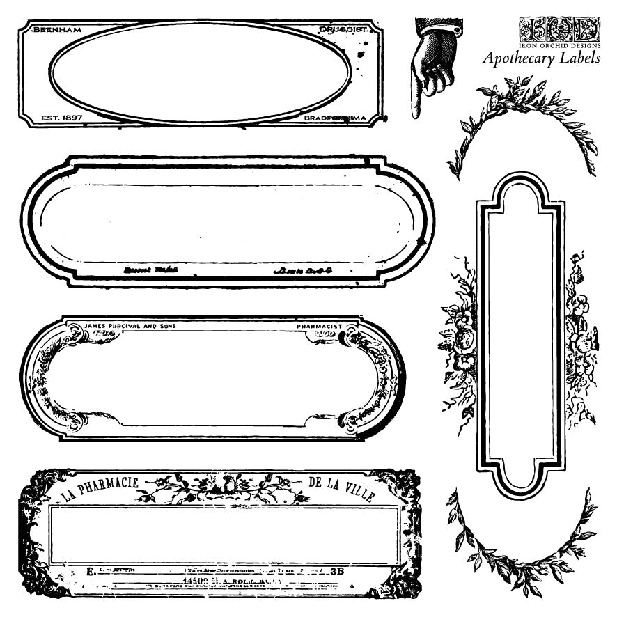 Apothecary Labels 6x6 IOD Stamp