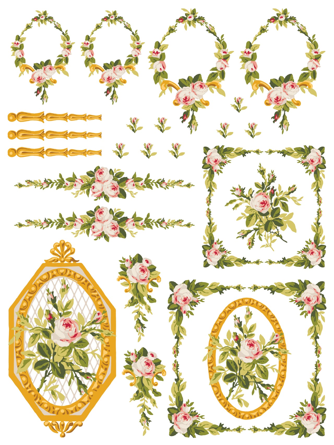 Petite Fleur Pink IOD Paint Inlay 12x16 Pad - Iron Orchid Designs