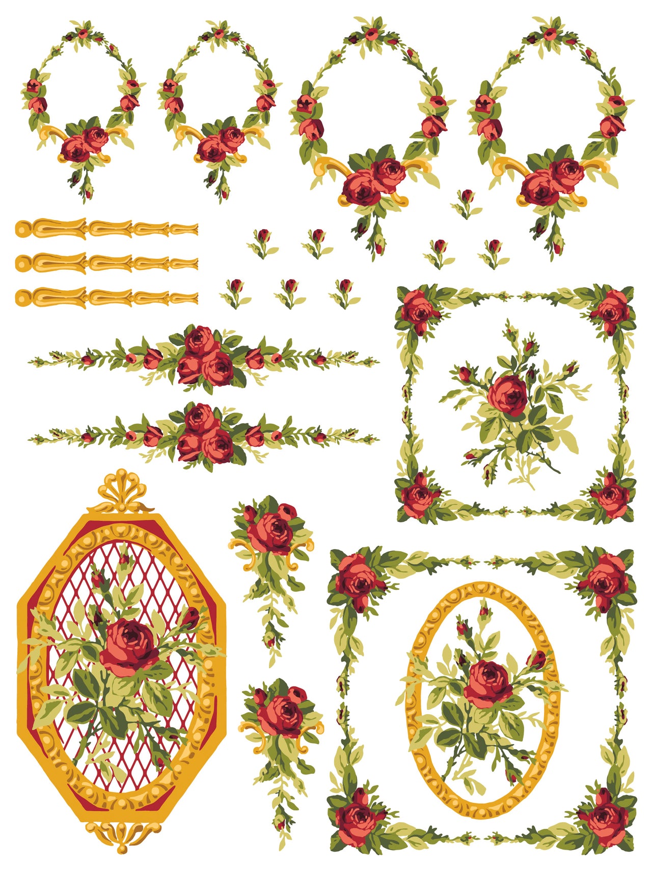 Petite Fleur Red IOD Paint Inlay 12x16 Pad - Iron Orchid Designs