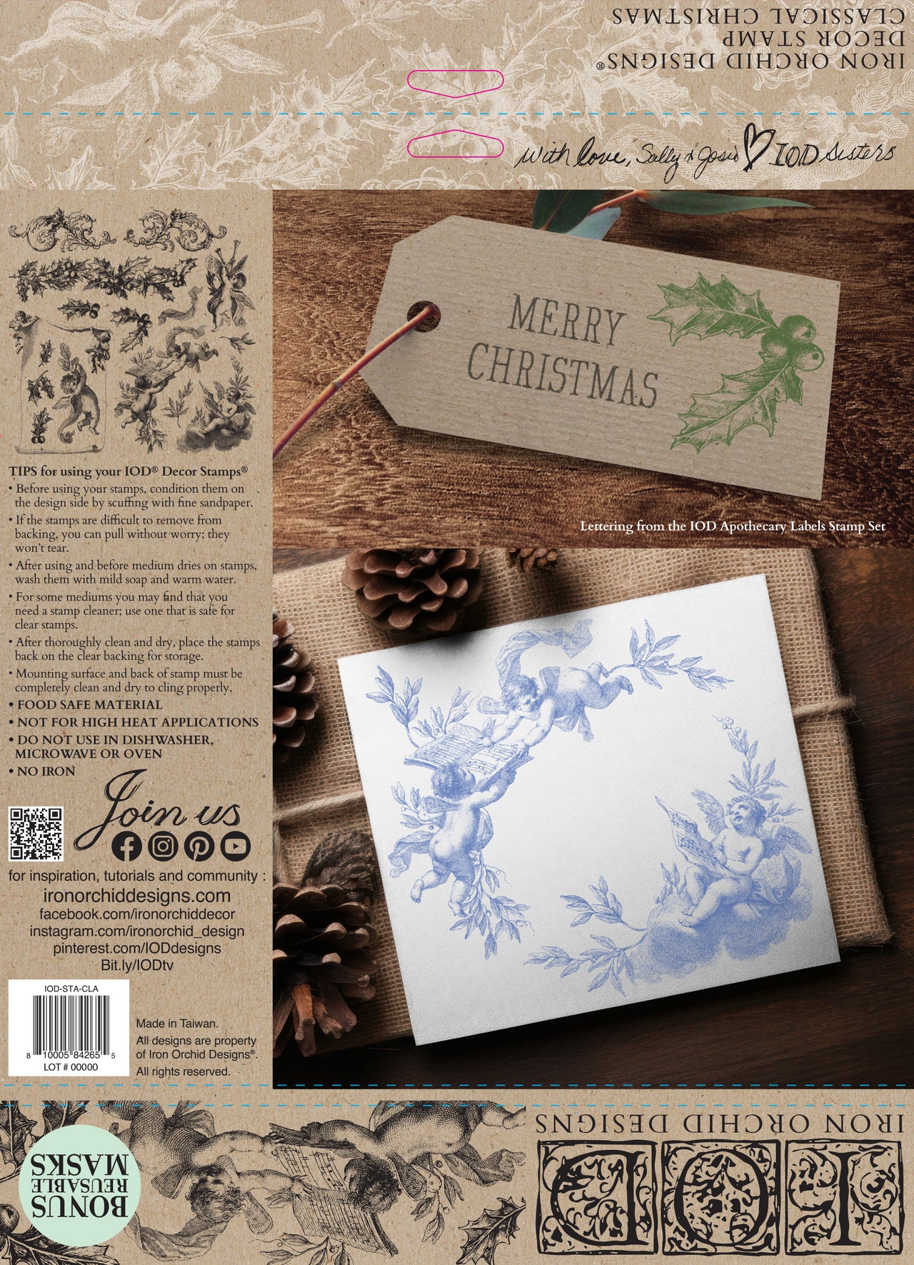 Classical Christmas 12x12 IOD Stamp