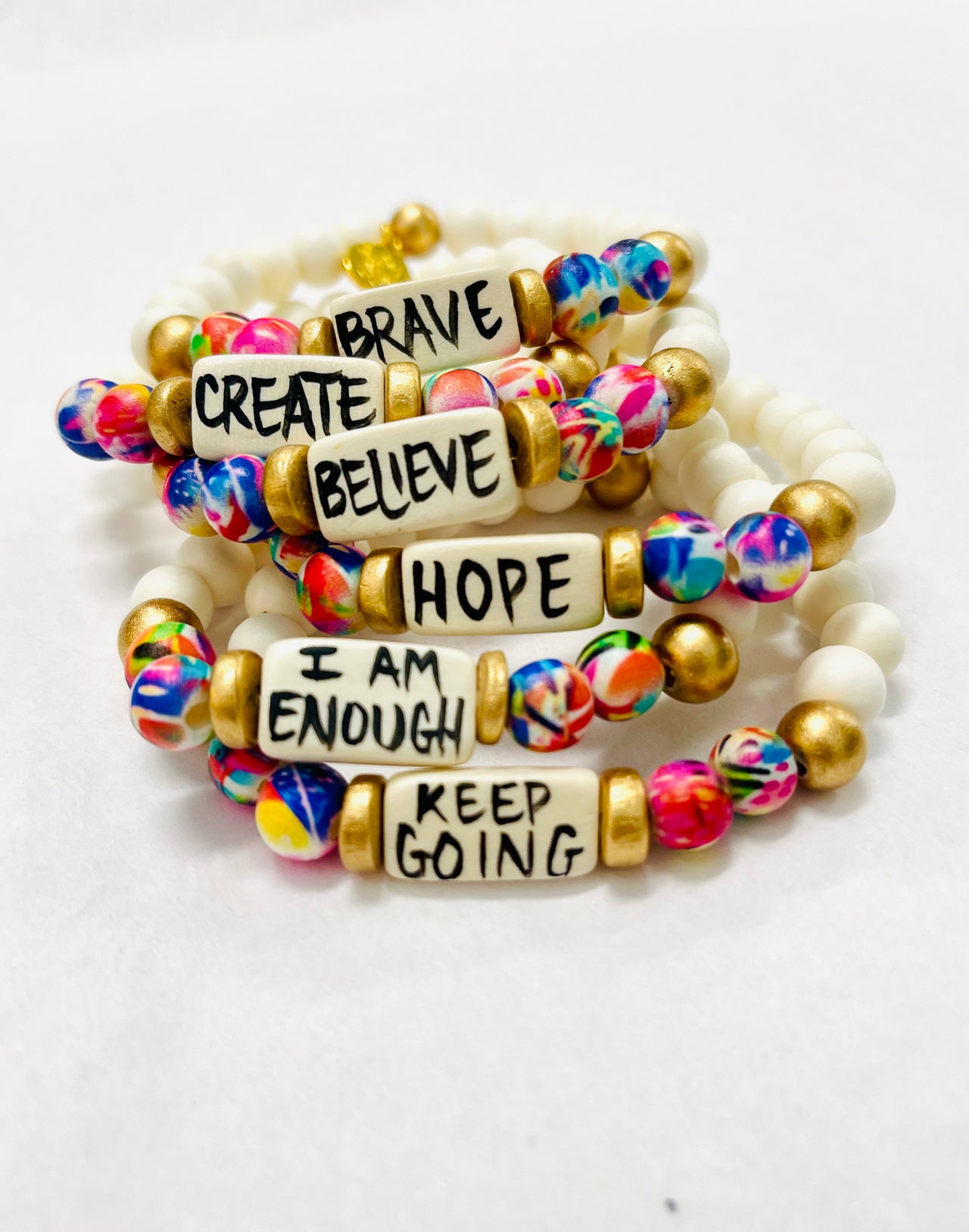 Affirmation Word Beaded Bracelets Inspirational - Abstract: