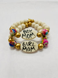 Thumbnail for Affirmation Word Beaded Bracelets Inspirational - Abstract - Large Oval: Boy Mom