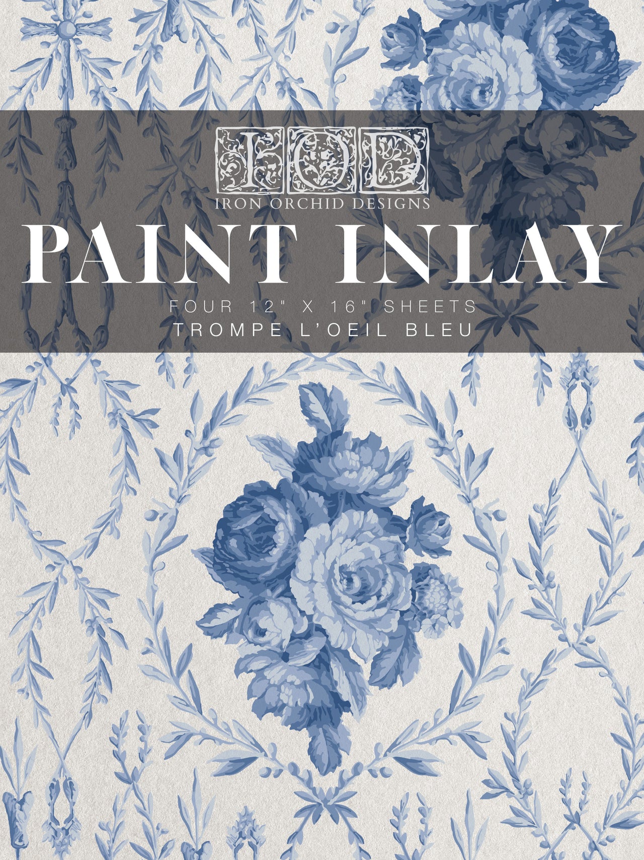 Trompe l’oeil Bleu IOD Paint Inlay 12x16 Pad™ - Iron Orchid Designs