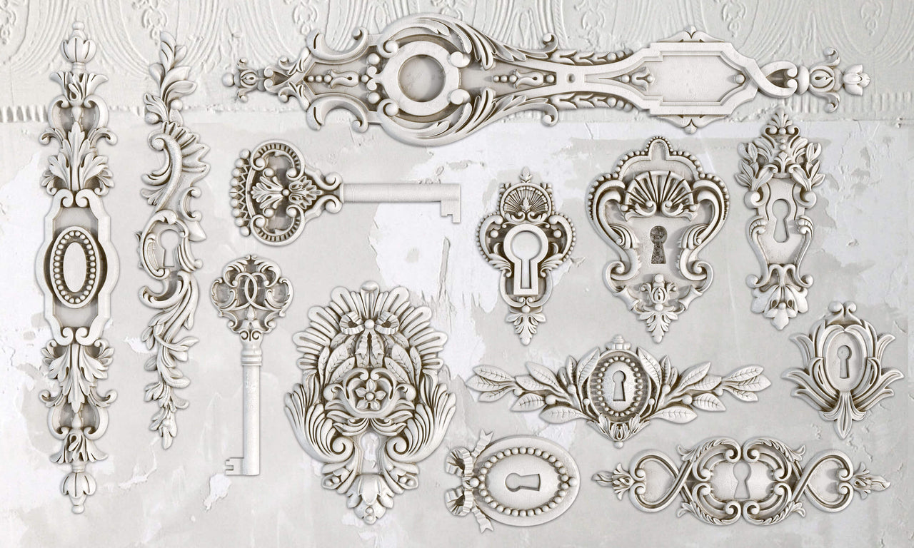 Lock & Key 6"x10" - IOD Decor Mould™ - Iron Orchid Designs