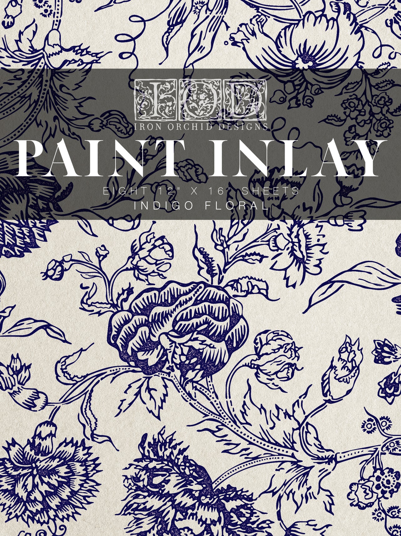 Indigo Floral IOD Paint Inlay 12x16 Pad™- Iron Orchid Designs